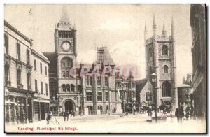 Britain Old Postcard Reading Municipal Buildings