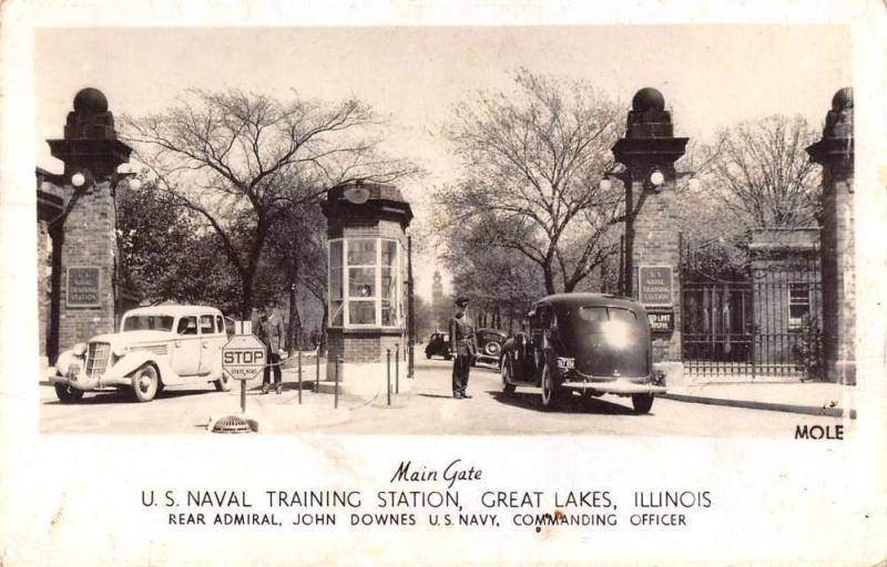 Great Lakes Illinois Naval Training Station Gate Real Photo Antique PC J40775