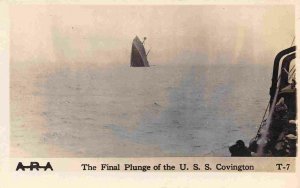 USS Covington ID-1408 Troop Transport Ship Last Plunge Torpedo U-68 RP postcard