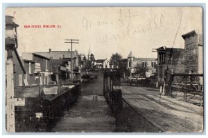 Winslow Illinois Postcard Main Street Road Bridge Buildings 1908 Vintage Antique