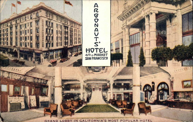 San Francisco California CA Argonauts Hotel Art Deco Vintage Postcard