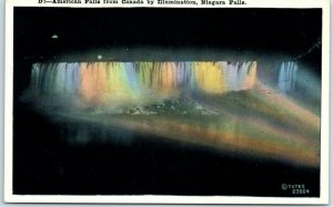 M-23075 American Falls New York from Canada by Illumination Niagara Falls