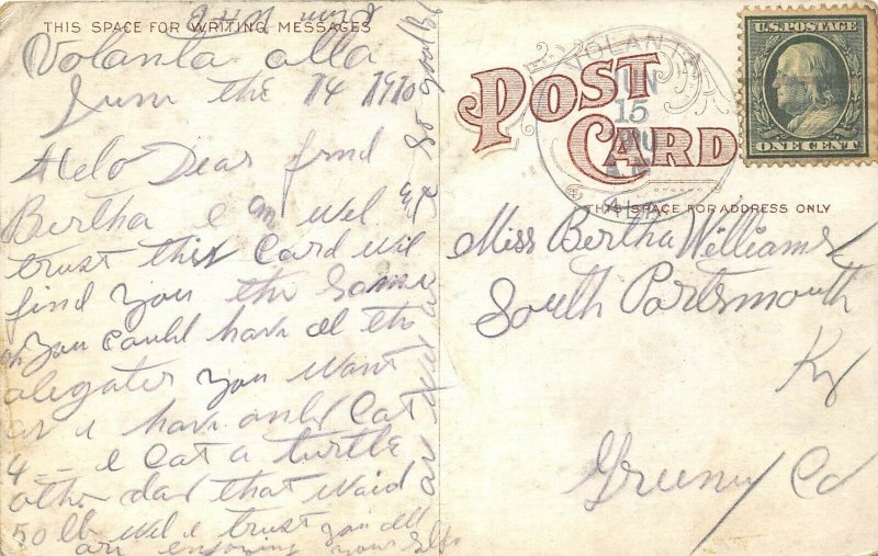 Mobile Alabama 1910 Postcard First Baptist Church Volanta AL Cancel