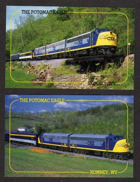 WV Lot 2 Potomac Eagle CSX Railroad Train Postcards Romney West Virginia RR PC