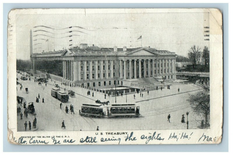 1907 US Treasury Washington DC, Southbridge MA, Riverside RI Postcard 