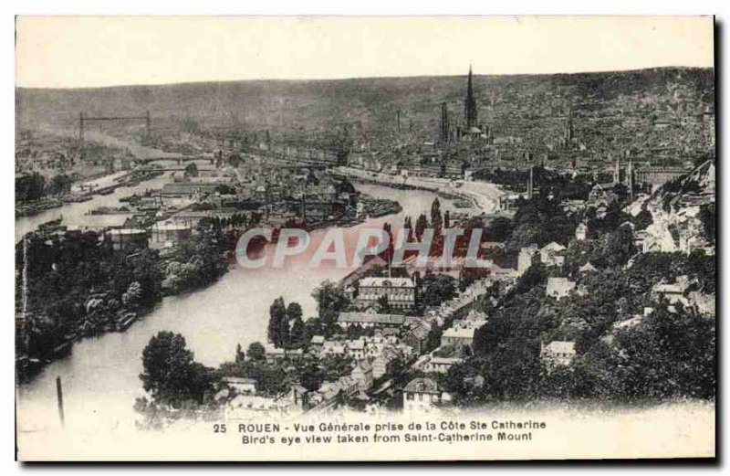 Old Postcard Rouen General view taken from Cote Ste Catherine