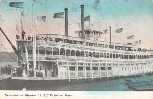 Dubuque Iowa Excursion Steamer JS Ship Antique Postcard K97752