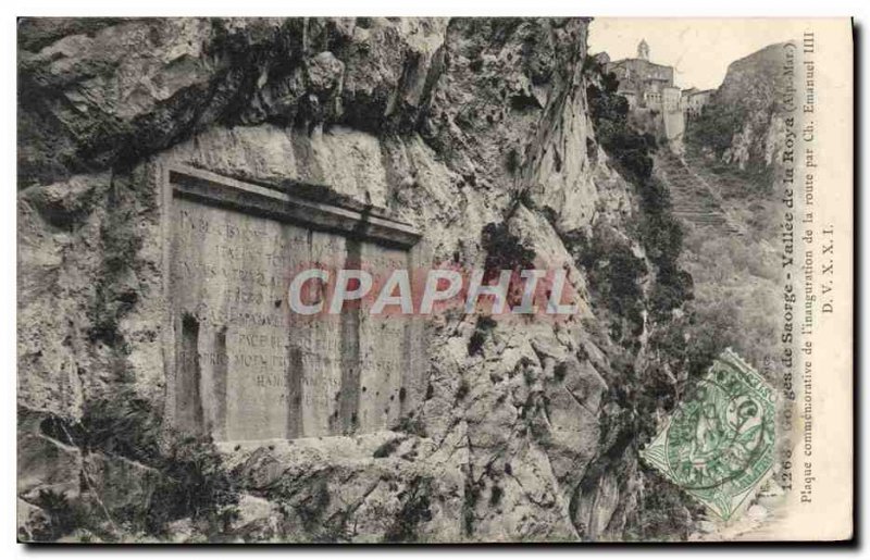 Postcard From Old Gorges Saorge Vallee De La Roya commemorative plaque of & #...