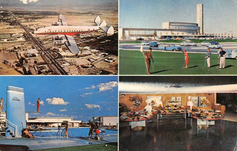 LAS VEGAS HACIENDA Golfers, Hotel Swimming Pool Nevada 1962 Vintage Postcard
