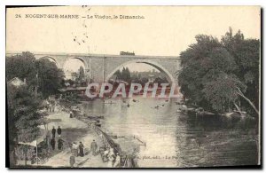 Old Postcard Nogent sur Marne Viaduct on Sunday Train