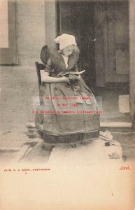 Native Ethnic Costume, Girl Reading a Book in Axel, Netherlands, N.J. Boon