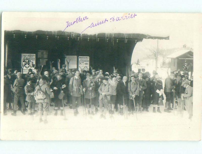 old rppc skiing SIGN SAYS BRETAYE Villars-Sur-Ollon - Vaud Switzerland i3485