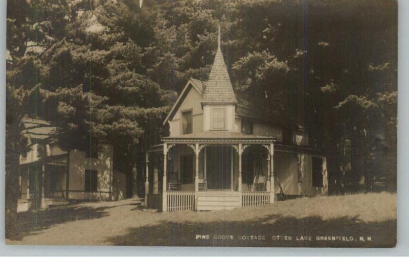 Greenfield NH Pine Grove Cottage Otter Lake c1915 Real Photo Postcard