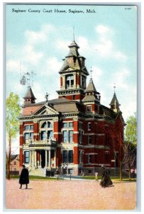 c1910 Exterior View Saginaw County Court House Saginaw Michigan Vintage Postcard 