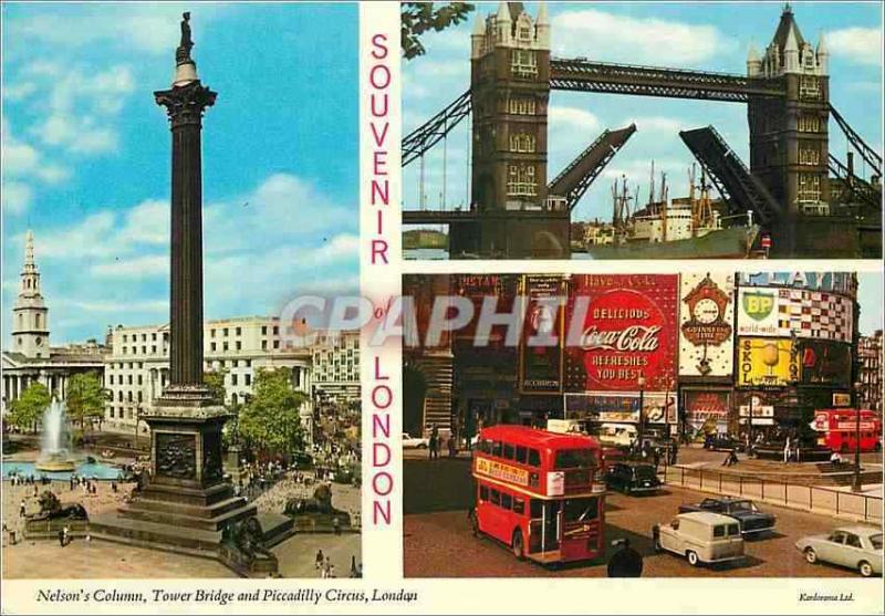 CPM Nelson's Column Tower Bridge and Piccadilly Circus London Coca-Cola Coca Col