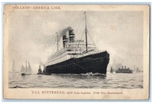 1909 T.S.S Rotterdam Holland America Line 24170 Tons Antique Posted Postcard