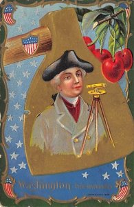 Washington-His Industry Cartoon Occupation, Surveyor Writing on Back 