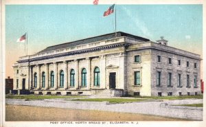 Vintage Postcard Post Office Building North Broad Street Elizabeth New Jersey NJ