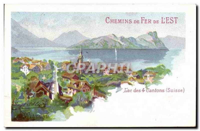 Postcard Old Train Railways of & # 39Est Lake of 4 cantons Switzerland