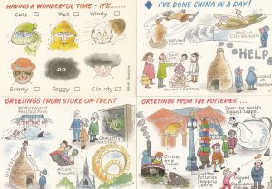 Stoke On Trent Potteries China Bad Weather 4x Comic Humour Postcard s