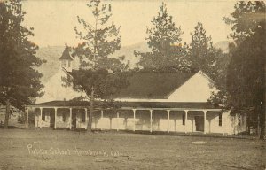 Postcard Hornbrook CA Public School Siskiyou Postcard Manufacturer Advertising
