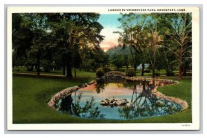 Vanderveer Park Lagoon Davenport Iowa IA UNP Linen Postcard N24