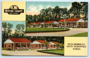 SOUTH JACKSONVILLE, FL ~ Roadside ACME MOTOR COURT Harry Koblintz 1940s Postcard