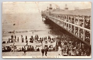 1906 Steel Pier And Beach Atlantic City New Jersey NJ Crowd Posted Postcard