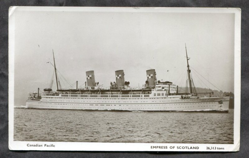 dc907 - Steamer EMPRESS OF SCOTLAND 1930s Canada CPR Real Photo Postcard