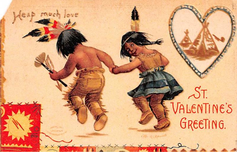 Artist Ellen Clapsaddle Valentines Day postal used unknown paper chip