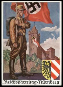 3rd Reich Germany Hoffmann 1936 Reichsparteitag Propaganda Card USED 90970