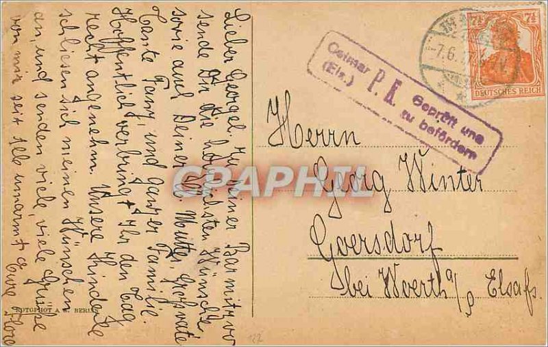 Old Postcard Old Man and child