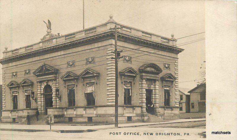 1907 New Brighton Pennsylvania Post Office RPPC real photo postcard 6943