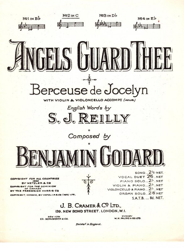 Angels Guard Thee Benjamin Goddard Antique Olde Sheet Music