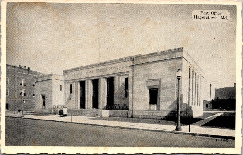 Postcard United States Post Office Building in Hagerstown, Maryland