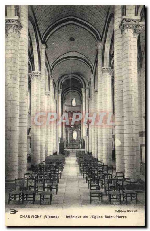 Postcard Old Vienna Chauvigny inside the church Saint Pierre