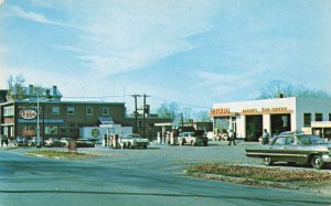 Pembroke Ontario Bagler's Esso Service Gas Pumps & Old Cars, Postcard