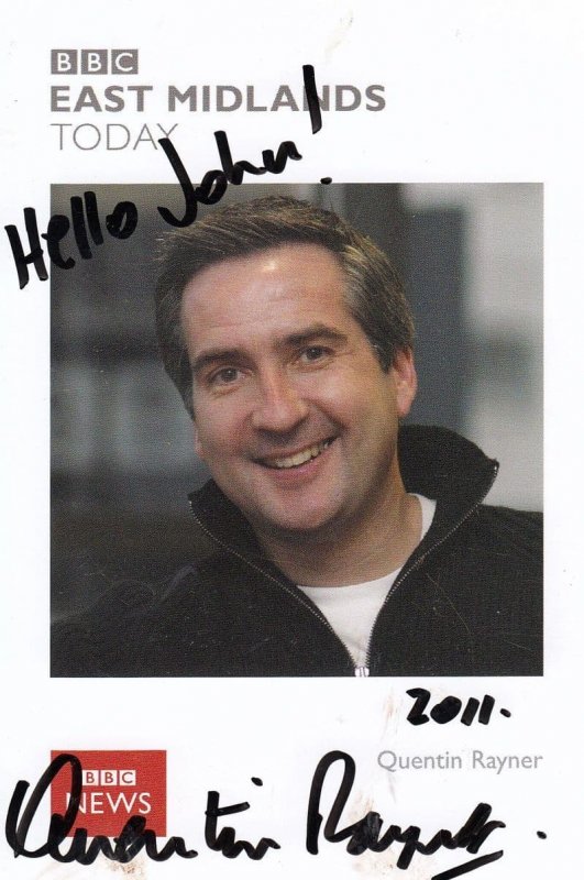 Quentin Raynor BBC Newsreader Hand Signed East Midlands Today Cast Card Photo