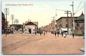 Liberty Square Port Chester New York Roadway Shopping District Business Postcard