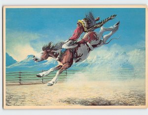 Postcard Western scene of the American Indian By Two Bulls, Wall Drug Store, SD