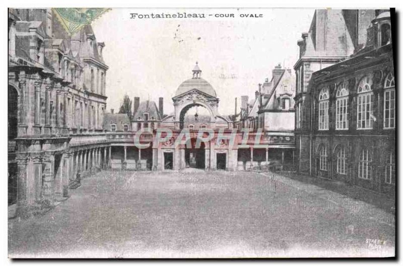 Old Postcard Fontainebleau Oval Court