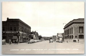 Estherville Iowa~Central Avenue~Corner Drug Store~Daily News Office~1940s RPPC
