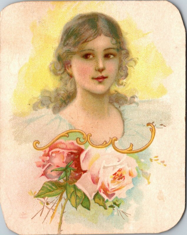 Antique Victorian Trade Card -  SATURDAY NIGHT - BEAUTIFUL WOMAN  QUACK MEDICINE 