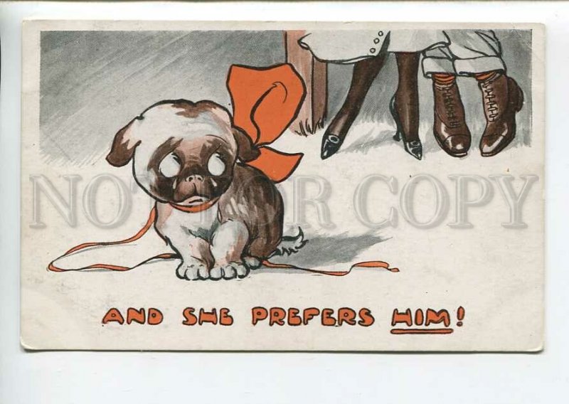 438587 SPURGIN BOW-WOW Crying FRENCH BULLDOG Dog Vintage postcard #484