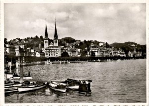 Vintage Swiss Luzern Quai Hofkirche Leon Nordmann Co Fabrication Suisse RPPC!