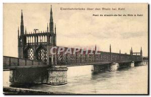 Germany Germany Postcard Old Railway Bridge Rhine in Kehl