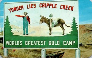 Colorado Cripple Creek World's Greatest Gold Camp Roadside Sign