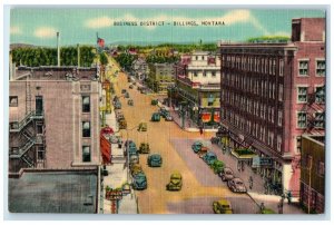 c1940 Business District Classic Cars Exterior Building Billings Montana Postcard