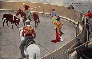 Mexican Bull Fight, Picador Engaging Bull Tarjeta Postal Bullfighting Unused 