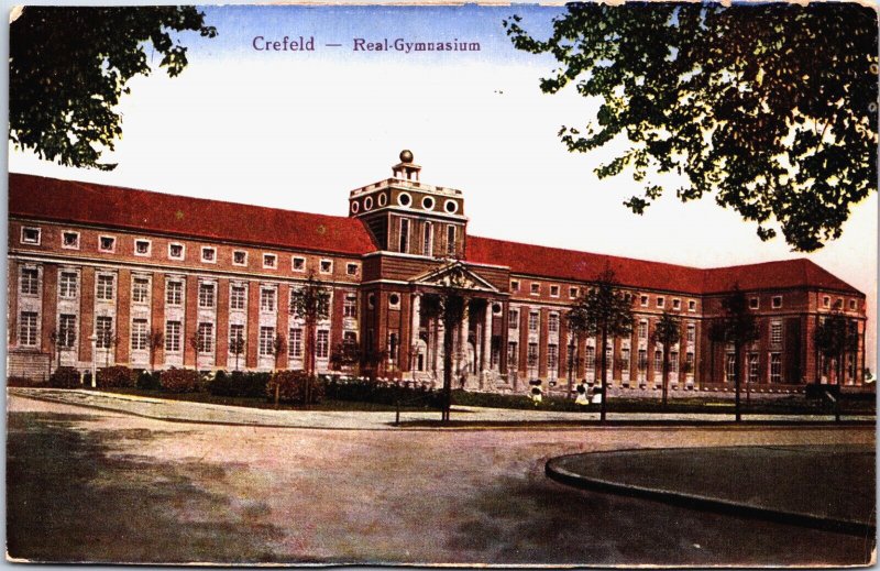 Germany Krefeld Real Gymnasium Crefeld Vintage Postcard C062